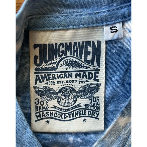 JUNGMAVEN Blue Tie Dye Madre Hemp Short Sleeve T Shirt Tee Top   Mens Size Small - Picture 5 of 8